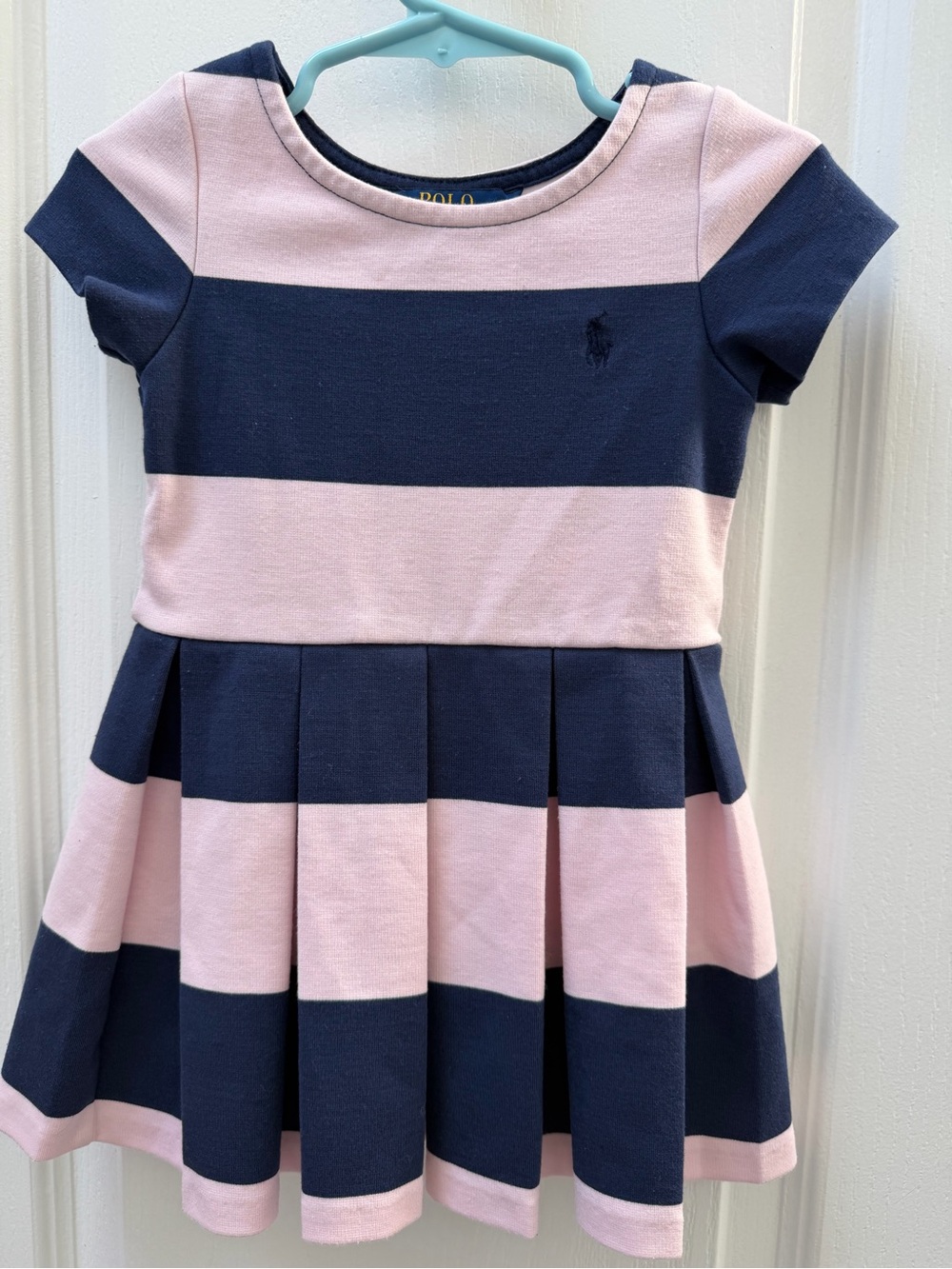Girls pink and Navy blue stripe Ralph Lauren